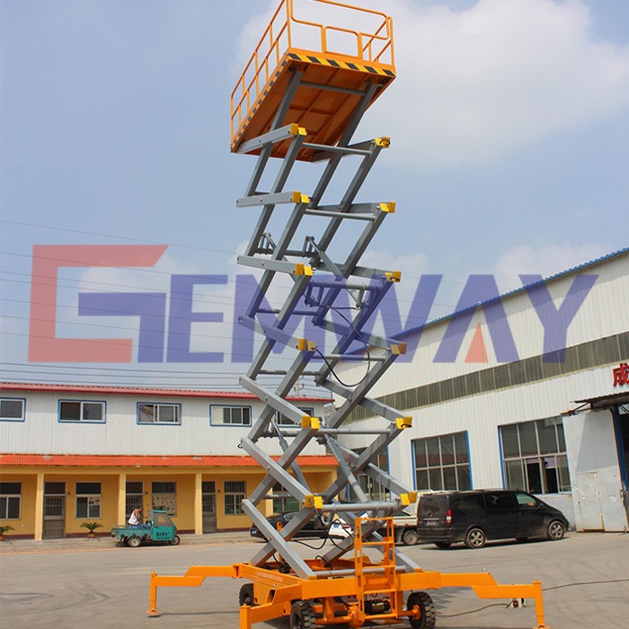 MORN brand 14m manual mobile scissor lift