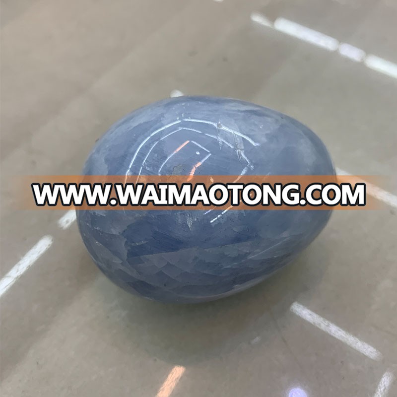 Wholesale natural blue celestite ore polished undrilled crystal yoni eggs healing for sale