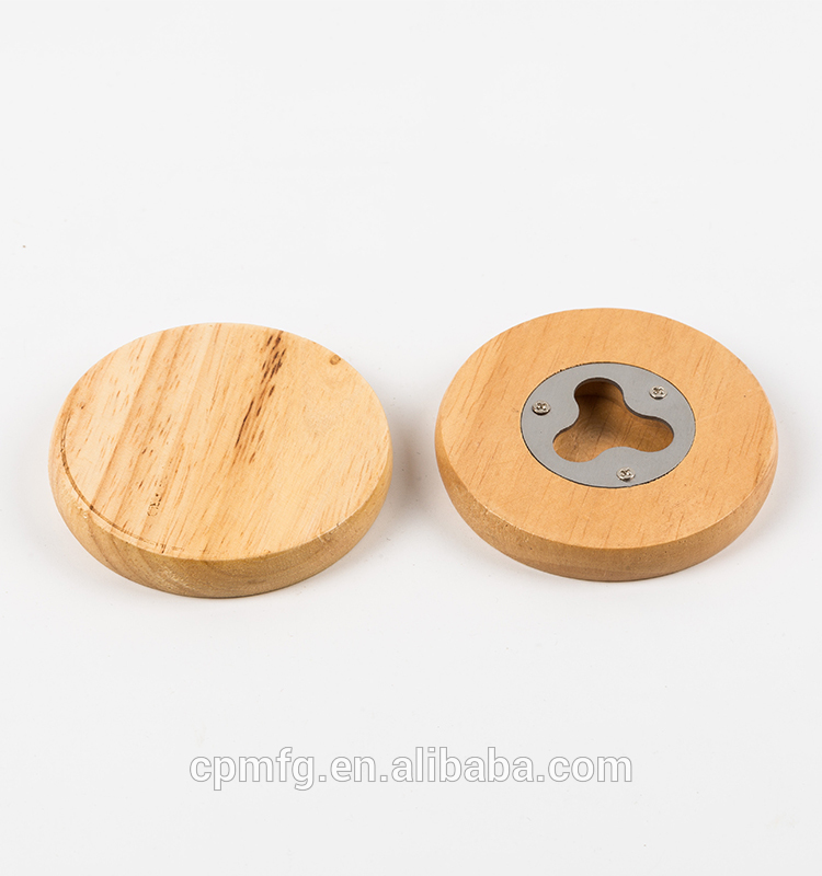 Round Coaster Wooden Beer Bottle Opener