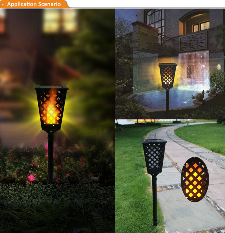 Solar Lights Outdoor Fishing Led Pathway Landscape Light Solar Flame Torch Tiki Garden Ground Lights