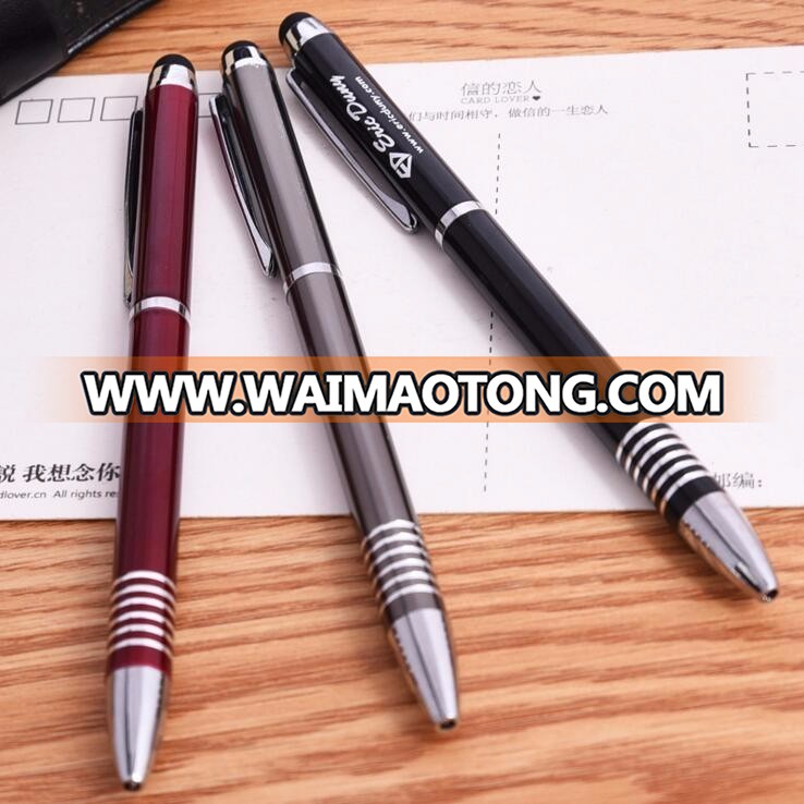 promotional metal stylus advertisement pen touch screen ballpoint pen with touch screen mobile phone head