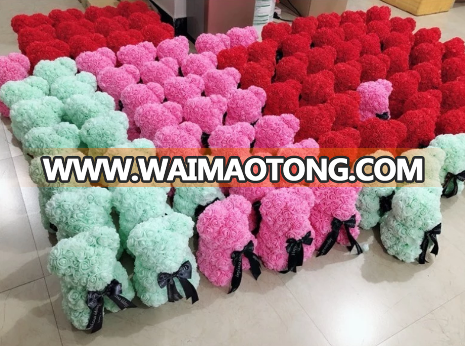 Souvenir Gift Ideas Rose Bear Artificial Foam Flower Rose With Rose Flower Teddy Bear