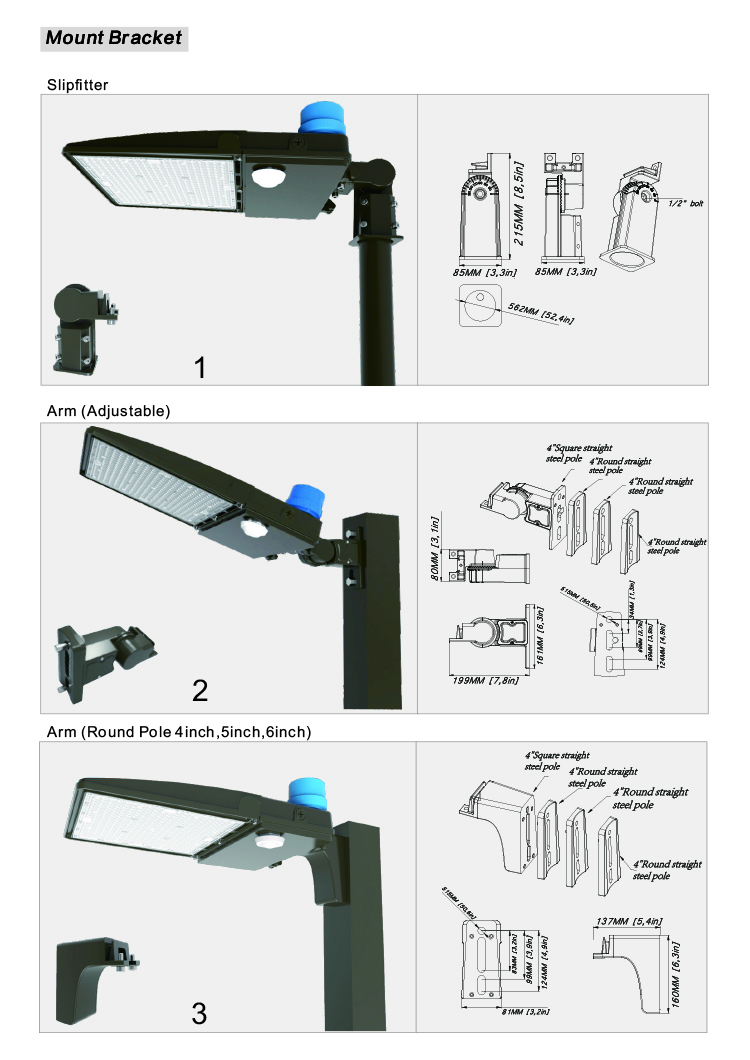 Outdoor Dusk-to-Dawn Street Lamp Photocell IP65 DLC Premium 240W LED Parking Lot shoe box Light