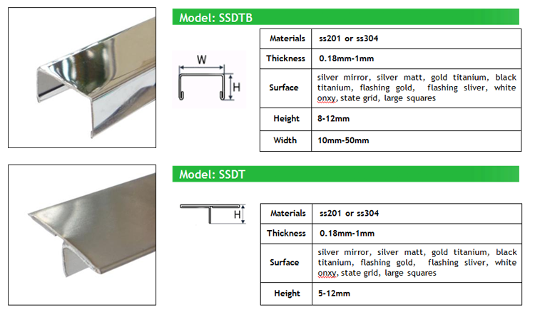 factory price reliable quality stainless steel tile trim