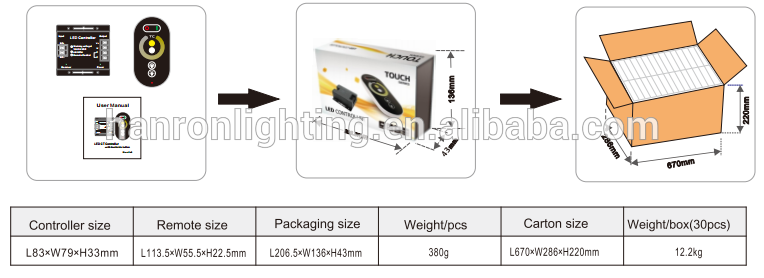 RF wireless remote control led touch controller CT LED controller for Bicolor Strip Light