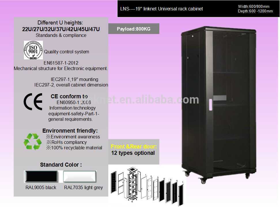 data center floor standing 19inch 800x800 37U server rack perforated door network cabinet