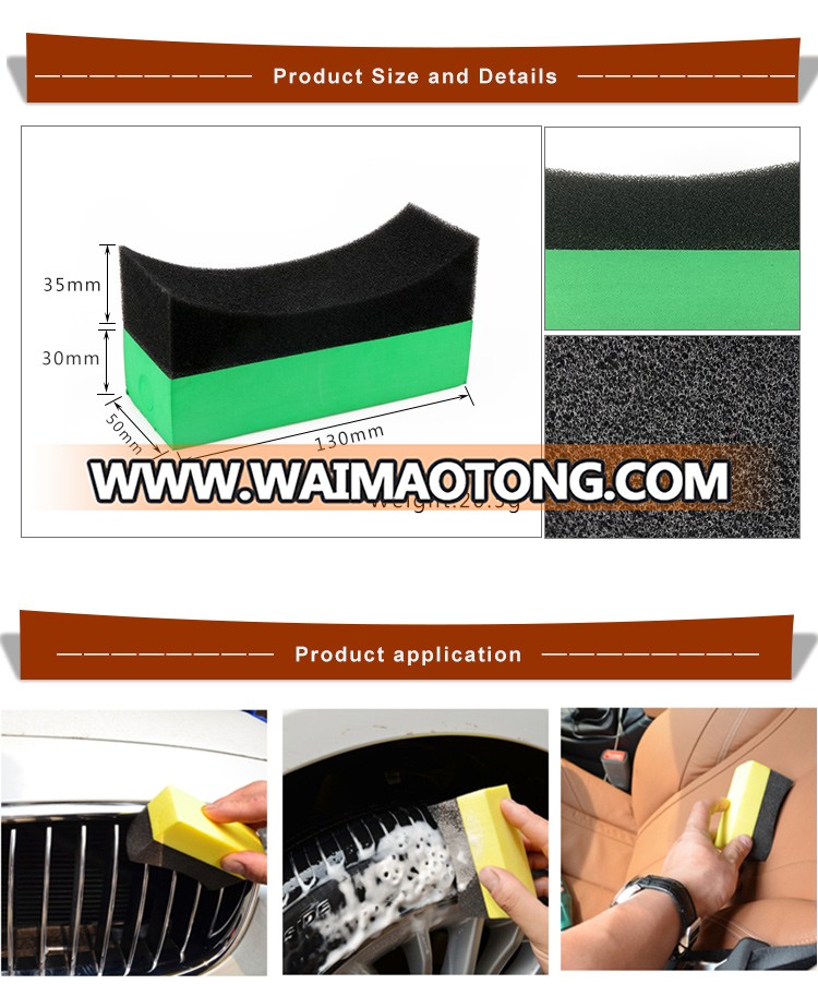 Polyurethane Large Size EVA Car Tire Cleaning Foam Pad Green Sponge Tyre Waxing Applicator