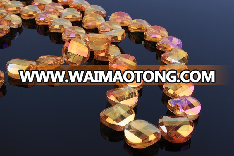 Gold Crystal Round Faceted Glass Bead