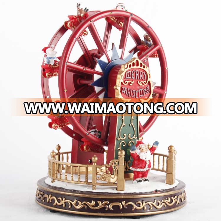 Wholesale natal 2019 plastic craft led animated ferris wheel music box