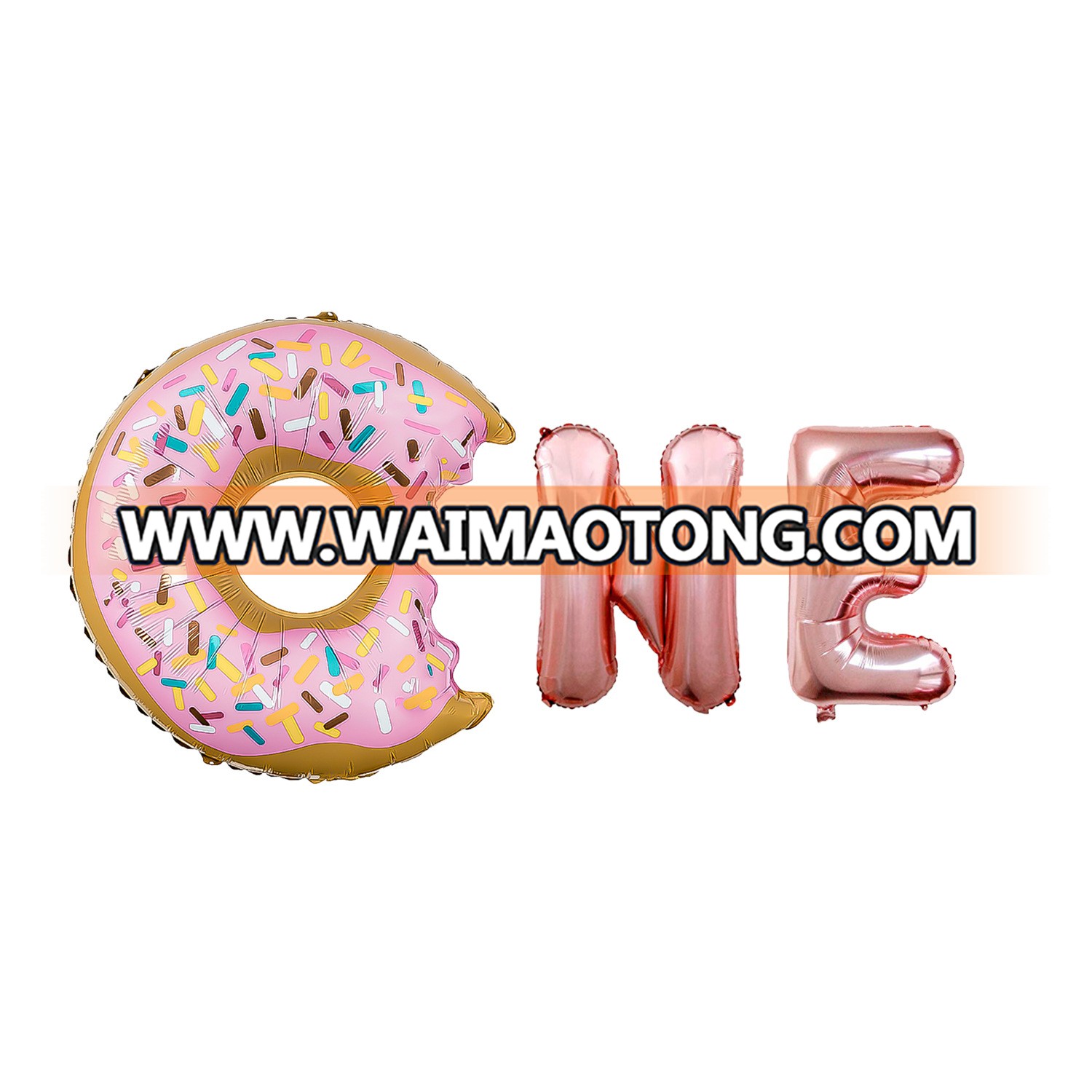 Aluminum Balloon Set for Hawaii's 16-inch Rose Gold Donut Grow Up Birthday Party