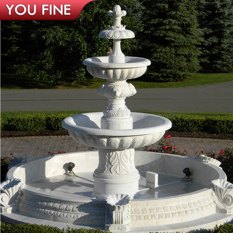 Hand Carved Natural White Marble Garden Fountain