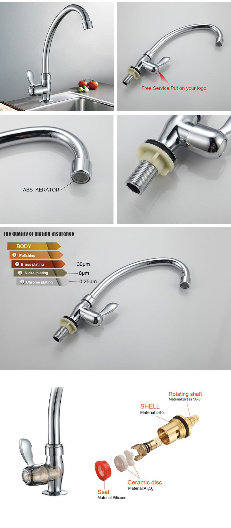 Modern design deck mounted single lever cold water kitchen tap