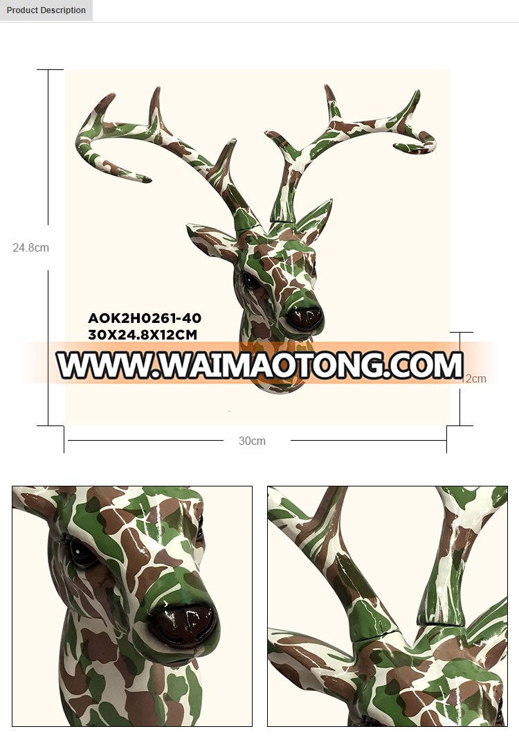 New Design Camouflage Polyresin deer head Wall Pendant For home decoration