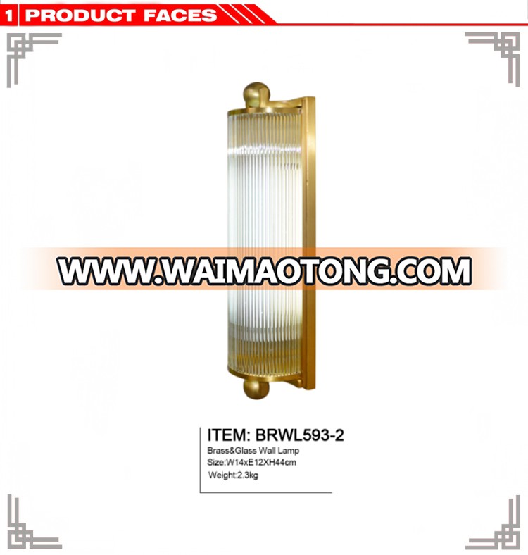 New look Brass wall lamp with clear glass tube BRWL593-2 for villa hotel decoration