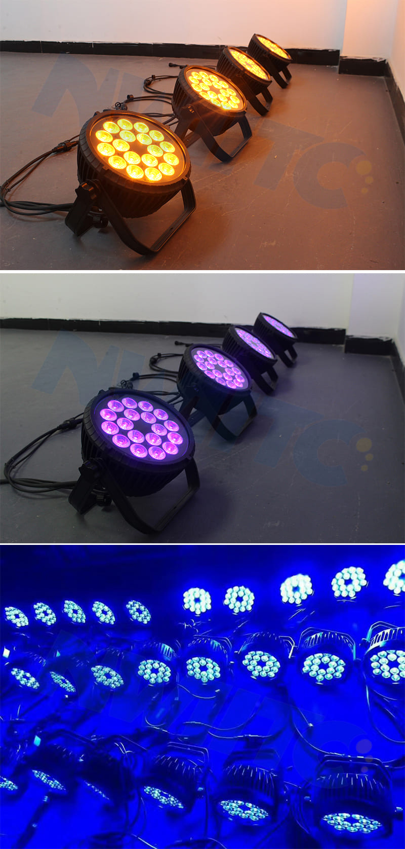 Outdoor IP65 dmx rgbwa uv 6in1 waterproof led flat par can uplights