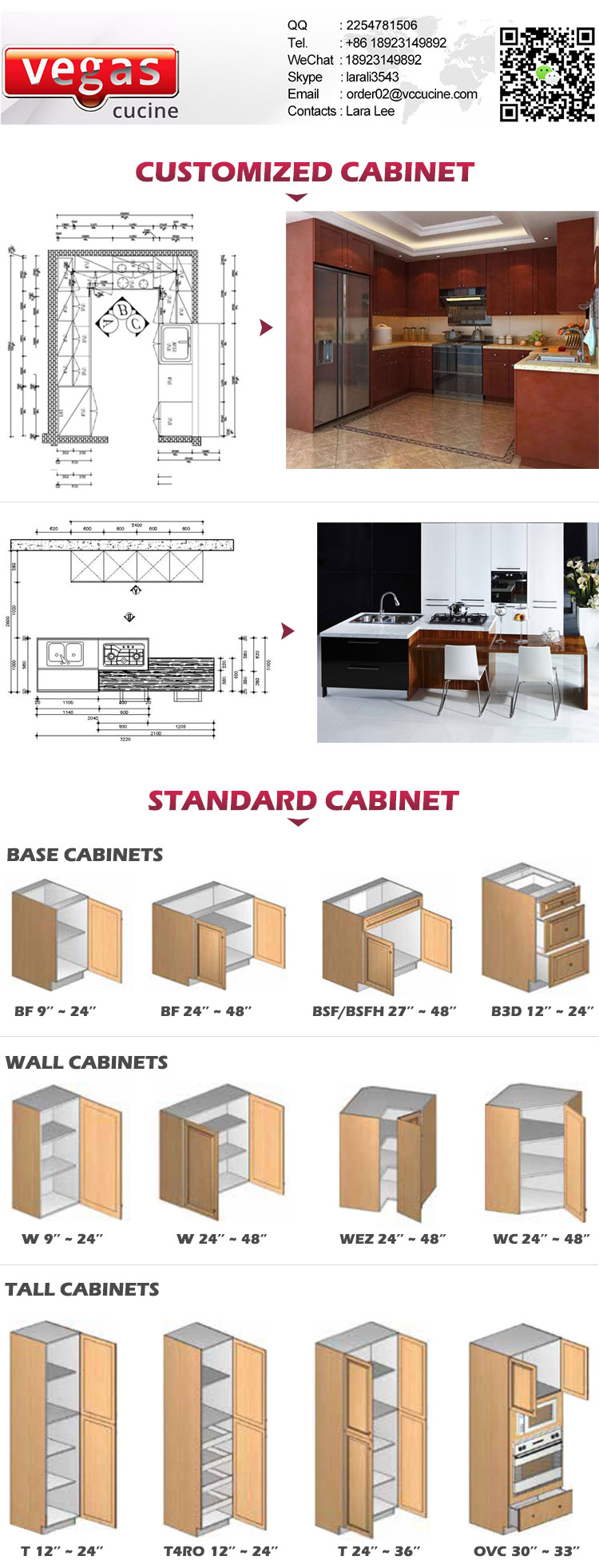 Vegas Cucine European style modular kitchen cabinets furniture set