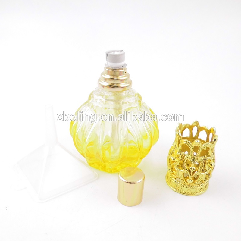 luxury 100ml purple pumpkin essential oil diffuser perfume snuff bottle with crown cap