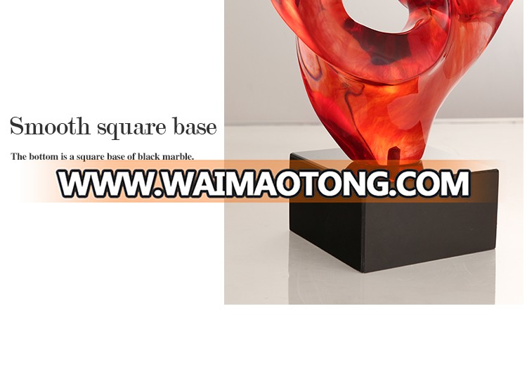 Custom resin red color abstract sculpture for hotel decoration