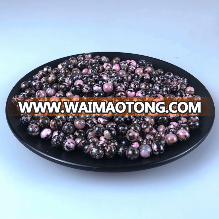 Wholesale Custom natural rhodonite stone small ball for earring stud