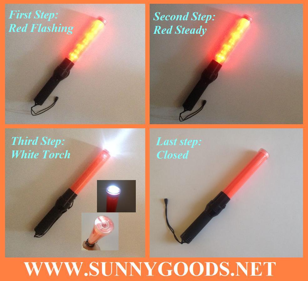 length 41cm with torch light road safety led baton torch