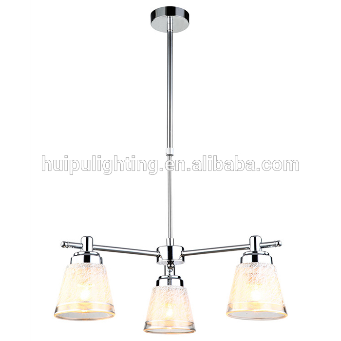 Modern glass 3 lights pendant light ceiling light with brushed white painting for home bedroom living room and hotel