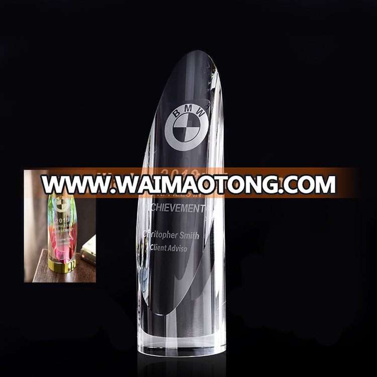 Colorful colorful beveled cylinder crystal trophy