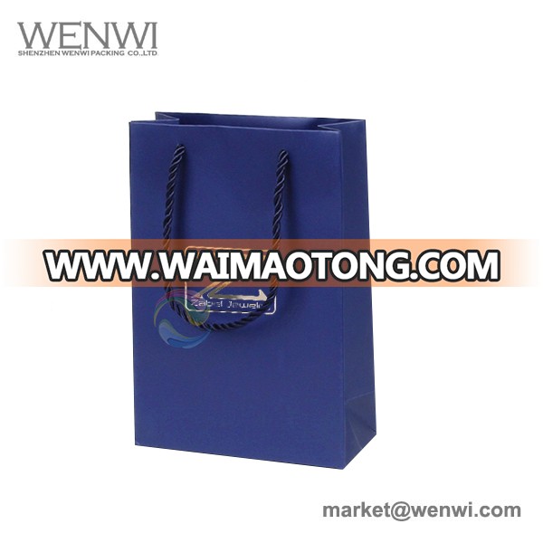 Luxury Eco Custom LOGO Made Matte Black Colored Small Jewelry Paper Bag