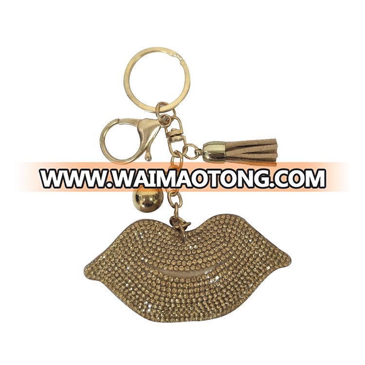 Keychains souvenir leather key holder chain glitter Lip Gloss Keychain