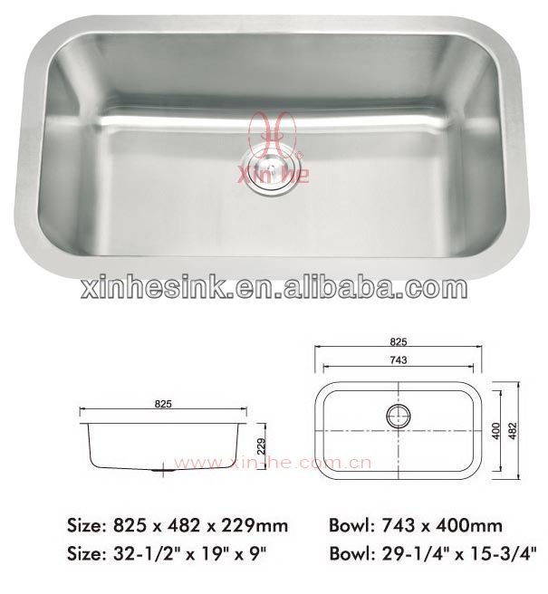 American Single Bowl Undermount Stainless Steel Kitchen Sink