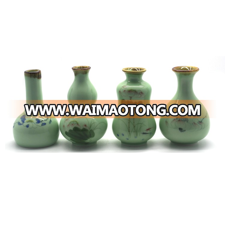 Ceramic traditional printing flower vase for home decor