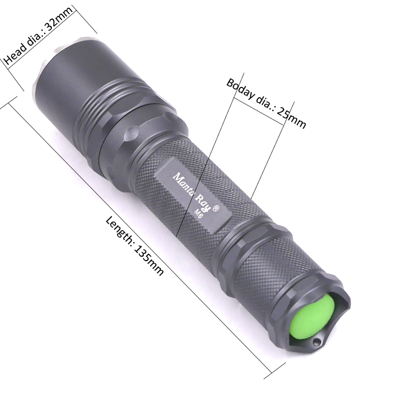 8xAMC7135 Manta ray M6 XHP50.2 6500K led 24W powerful 3mode hunting flashlight