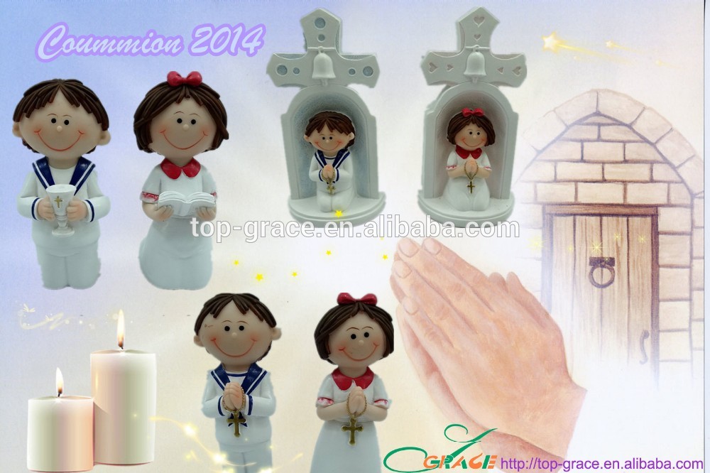 resin novelty communion praying boy and girl communion cake topper