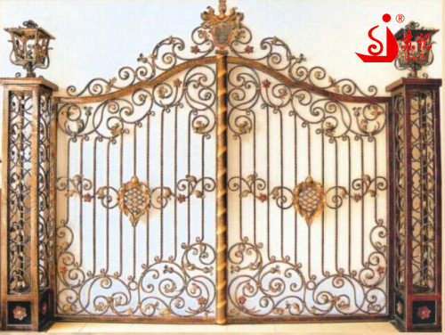 Courtyard iron gate with flower design from China