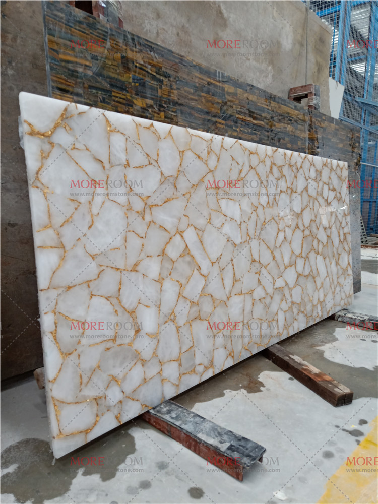 natural white crystal slab stone for bar top