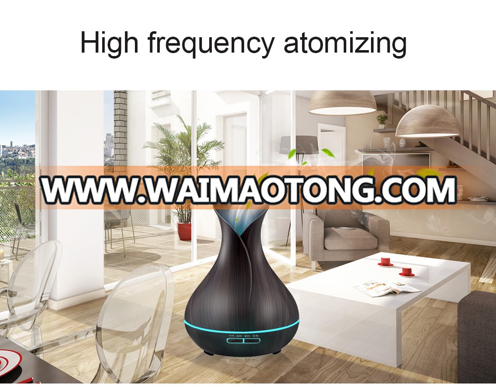 400ml Air Humidifier Essential Oil Diffuser Aroma Lamp Aromatherapy Electric Aroma Diffuser Mist Maker for Home-Wood