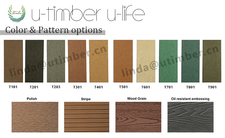 Various styles wood plastic composite WPC decking board