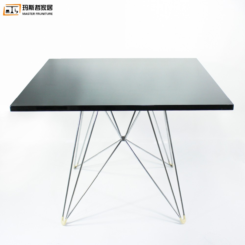 square MDF top table XZ3 chrome leg Tavolo dining table