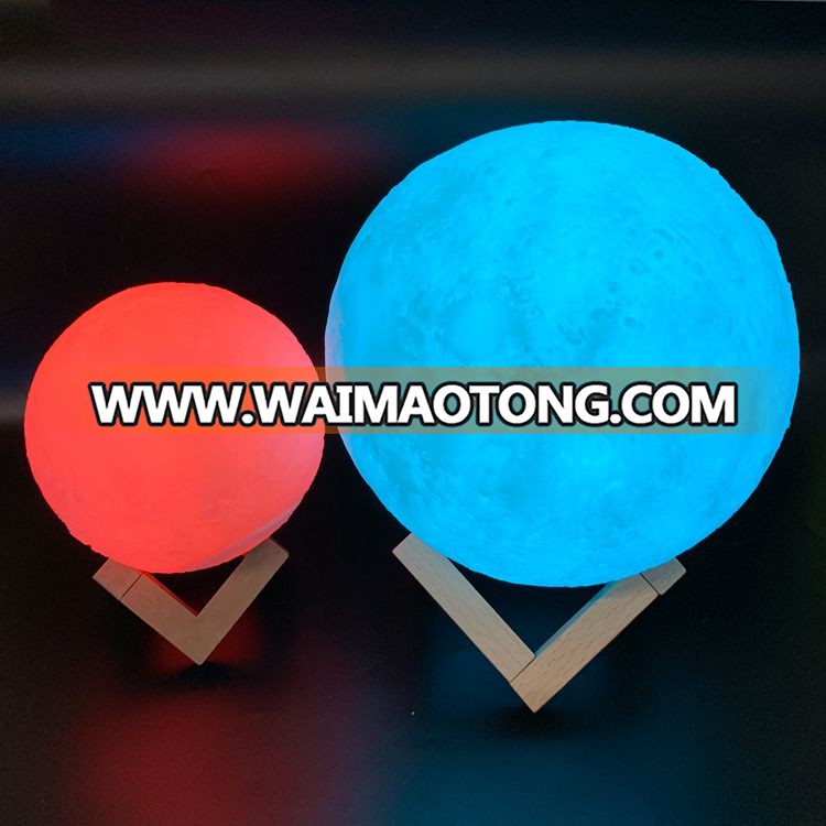 New OEM 3D print moon surface shape USB rechargeable touch remote control LED night light