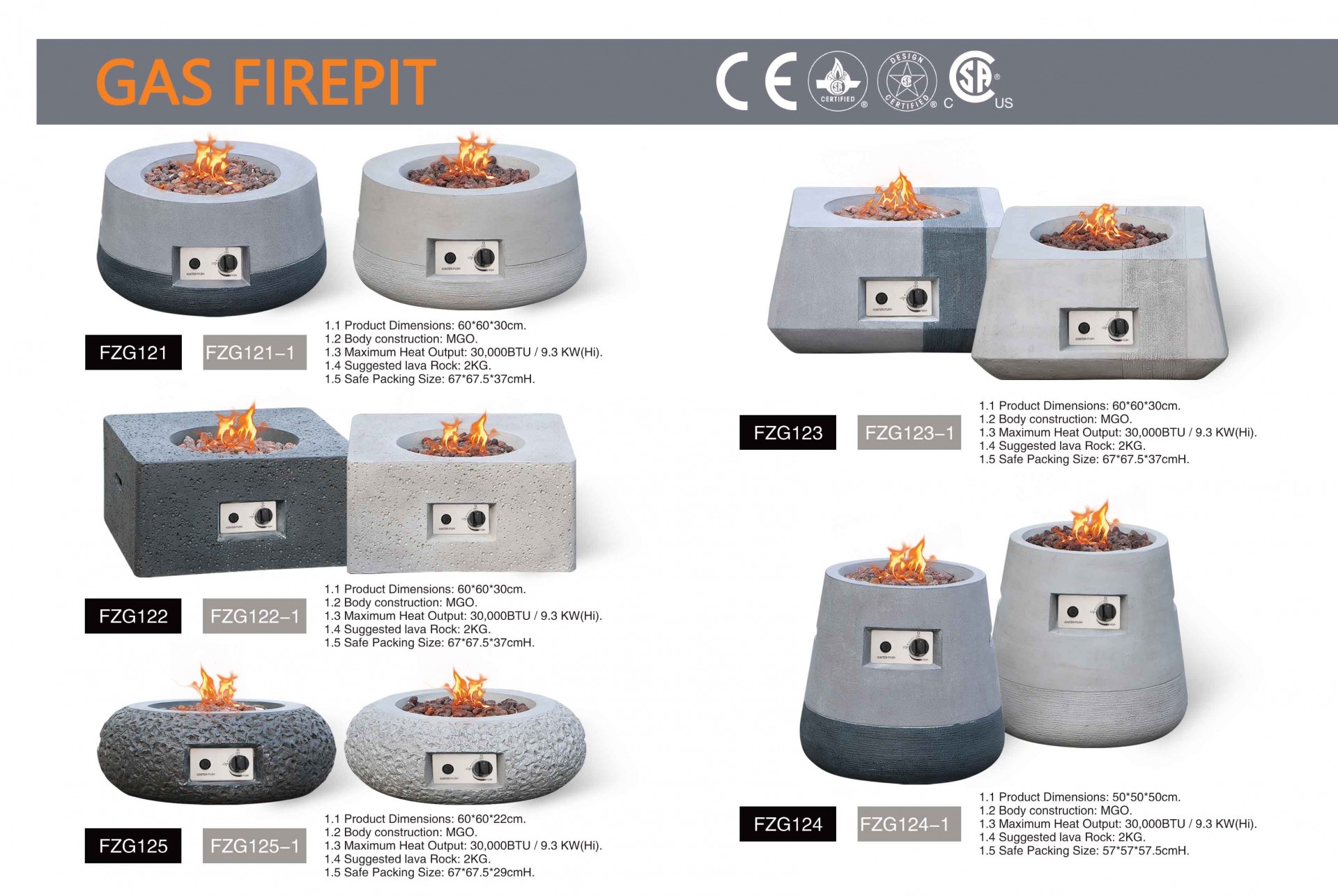 Outdoor Propane Gas Fire Pit Table