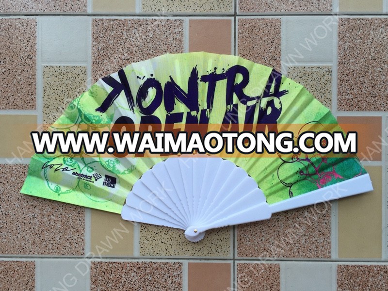 Wholesale customized printed plastic hand held folding fan cheap price