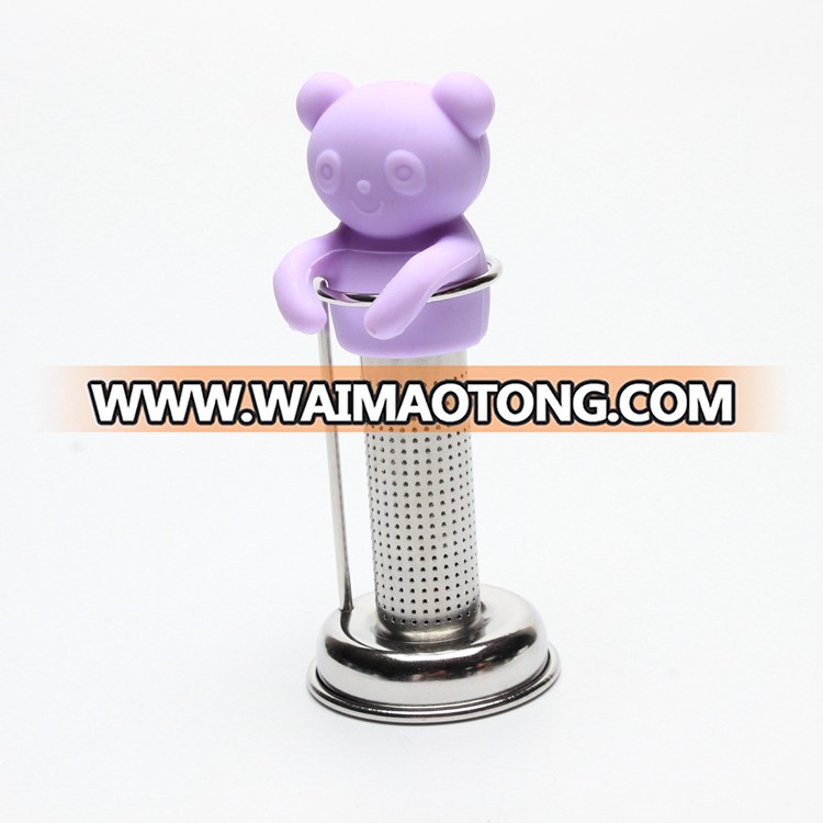 New arrival silicone bear shape Tea Infuser Stainless Steel stick strainer Food Grade gift