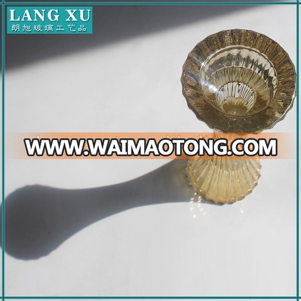 LXHY-A013 Gold decoration Handmade Large Floor Glass Candle Holders