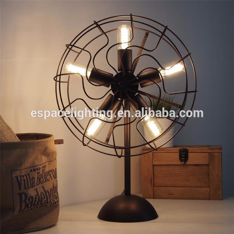 Antique black fan table lamp retro for hotels