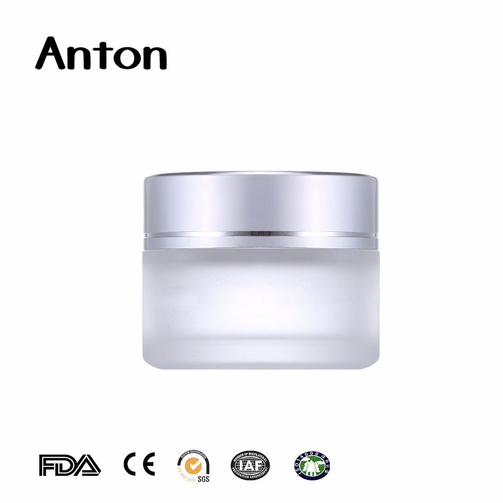 1 oz frosted glass cosmetic jar with lid for sale