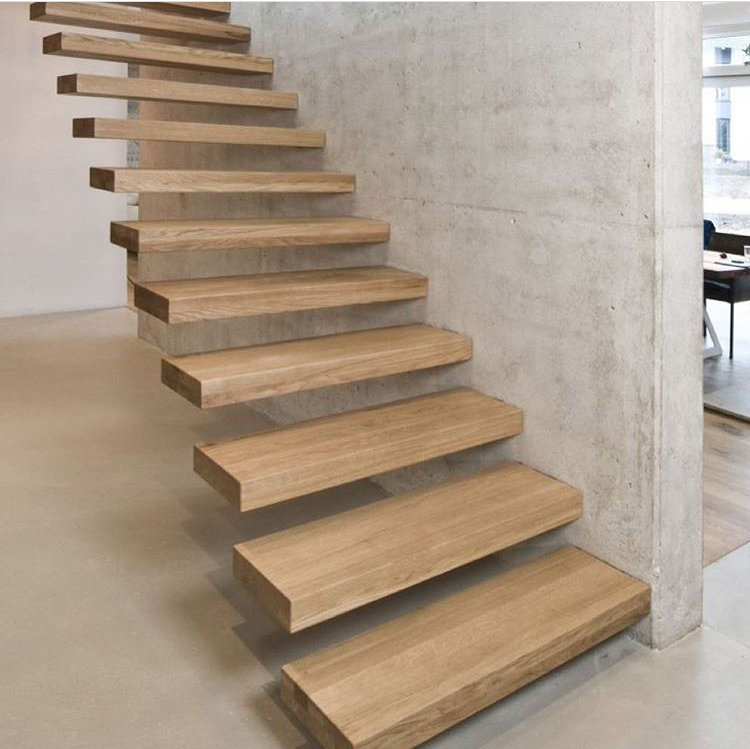 steel beam floating straight staircase kit design factory