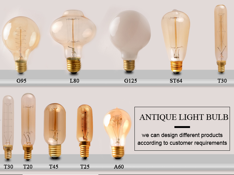 E27 40W 120 V/230V Edison Antique Vintage Light Incandescent Bulb G80 G95 G125 Edison Globe Lamp