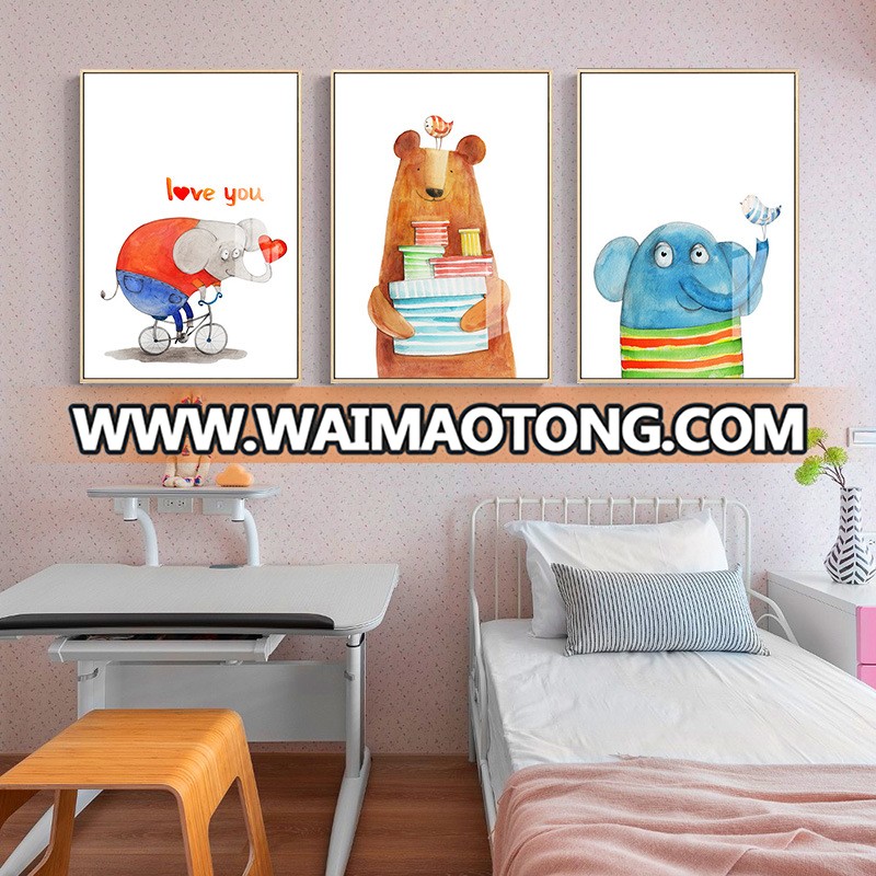 Animals Cartoon Canvas Painting Rabbit Bear Posters Prints Minimalist Nursery Wall Art Picture Home Decor