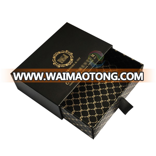 High Quality Black Custom LOGO Jewelry Gift Paper Sliding Drawer Cardboard Box