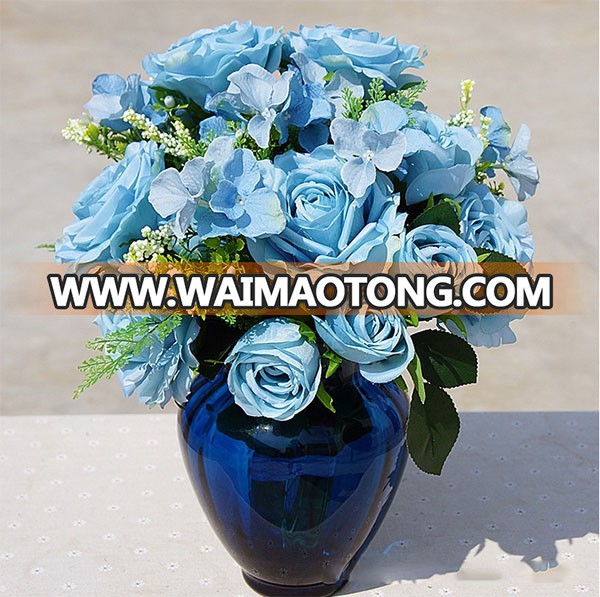 2018 Wholesale high quality silk artificial rose bouquet for wedding