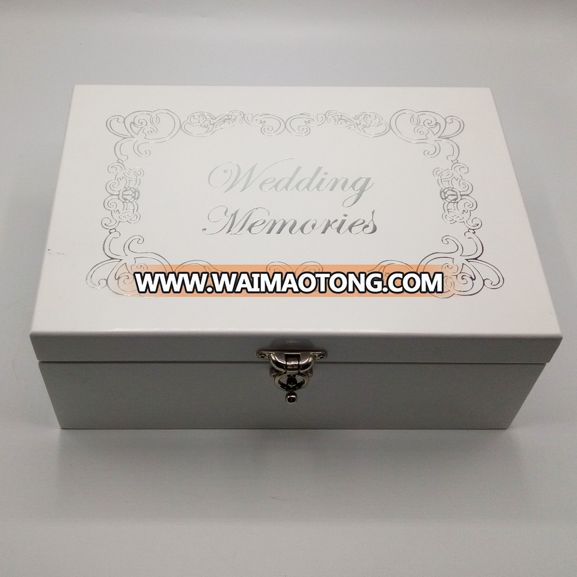 Hot and simple fashion can put photo white wooden jewelry box